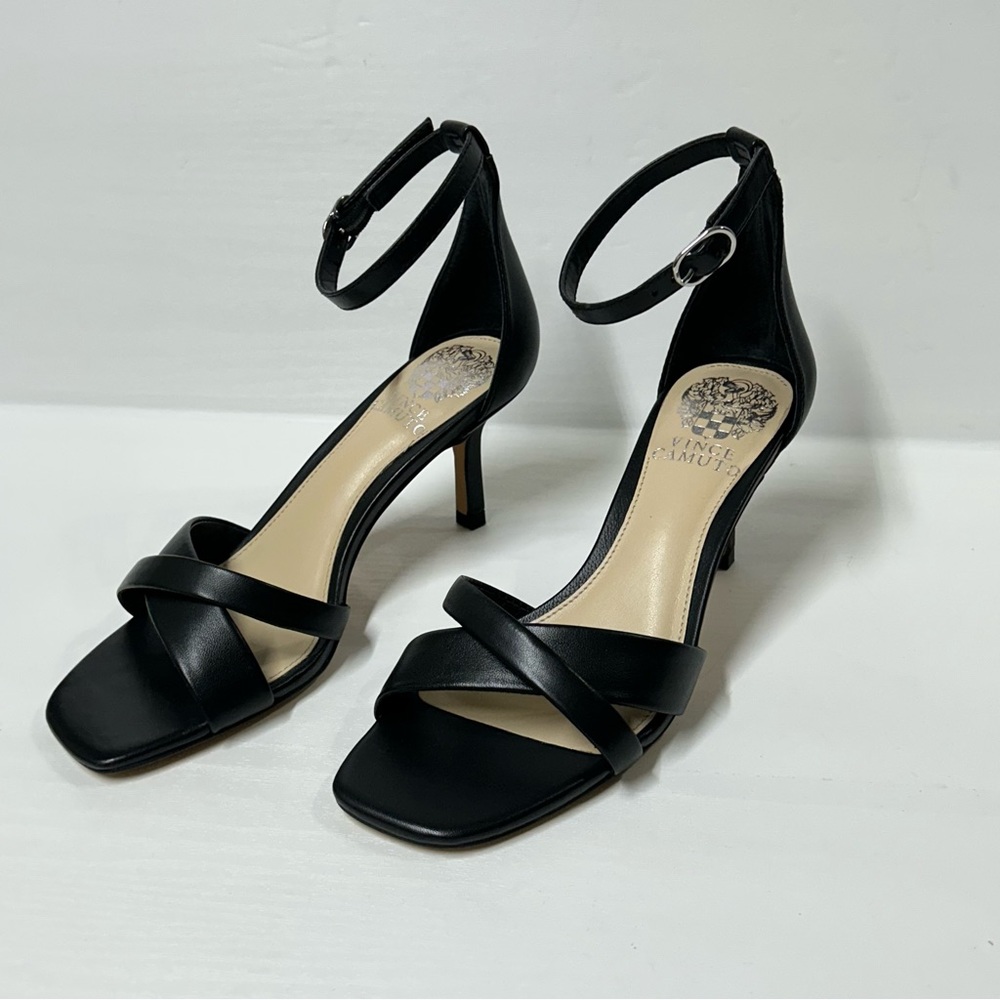 Vince Camuto Sarriss Black Strap Heel Size 6